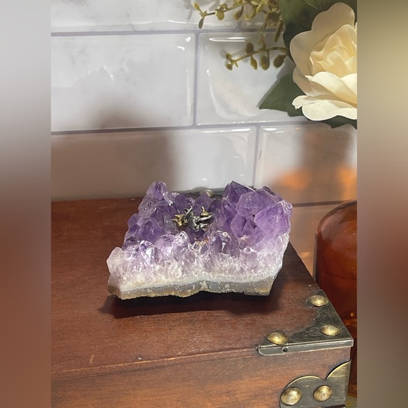Other - Large Raw Purple Amethyst Crystal Cluster with Gold Miner inside